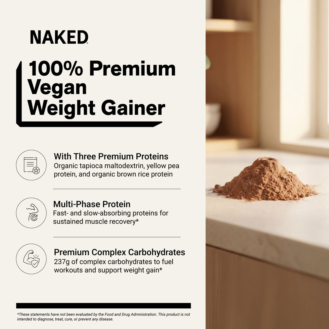 Integratore vegano per aumento di massa al cioccolato | Naked Vegan Mass - 12LB