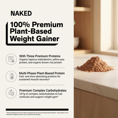 Chocolate Vegan Mass Gainer Supplement | Naked Vegan Mass - 8LB