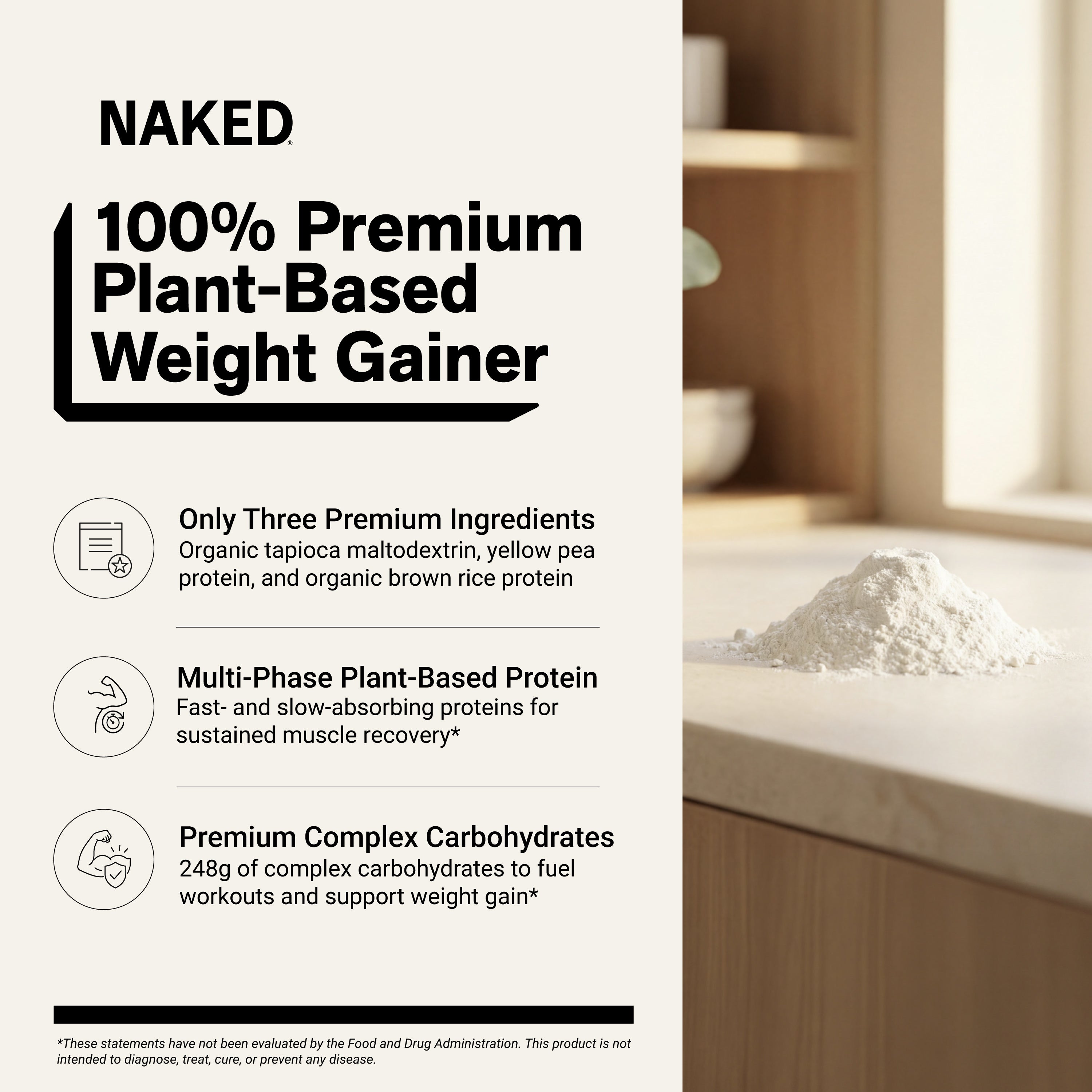 Vegan Mass Gainer-tillskott | Naked Vegan Mass - 8LB