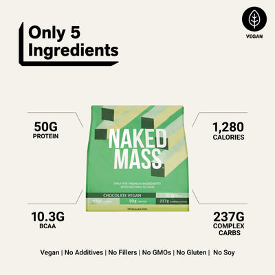 Integratore vegano per aumento di massa al cioccolato | Naked Vegan Mass - 12LB