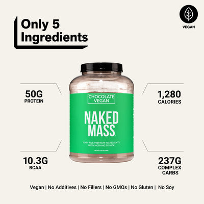Suplemento vegano para aumentar de peso con chocolate | Naked Vegan Mass - 8 libras