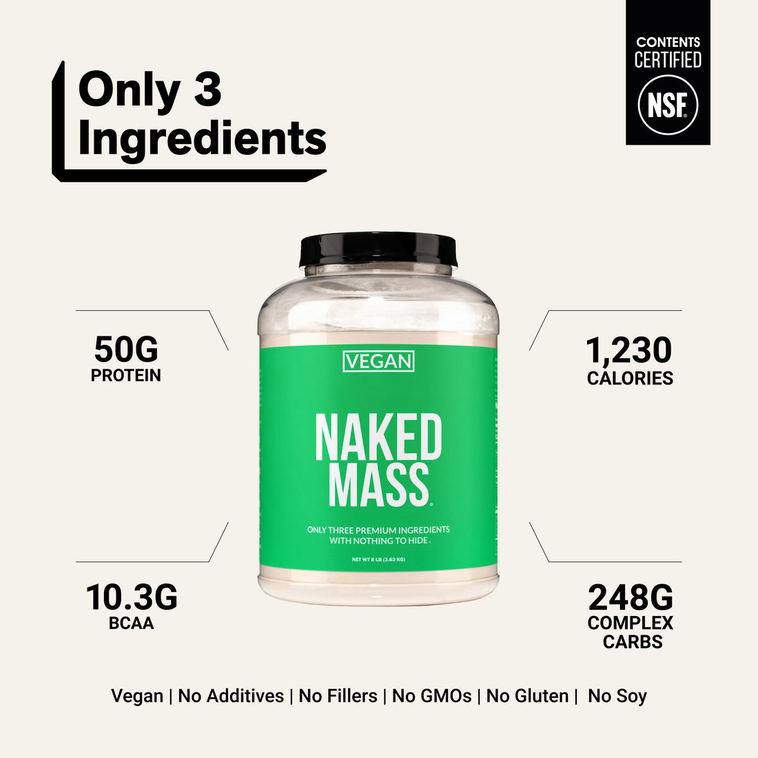 Vegan Weight Gainer Supplement | Naked Vegan Mass - 8LB