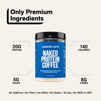 Café glacé protéiné caramel latte | Café protéiné Naked - 17 portions