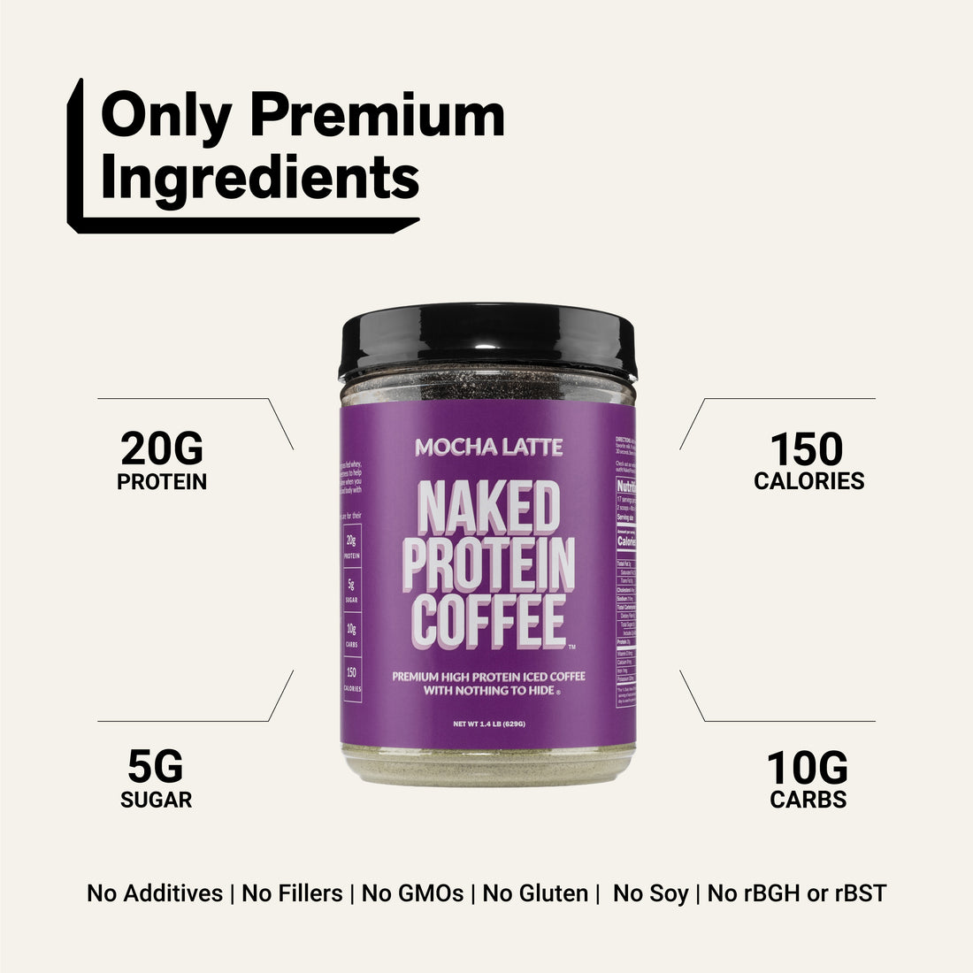 Mocha Latte Protein Iskaffe | Naked Protein Coffee - 17 Portioner