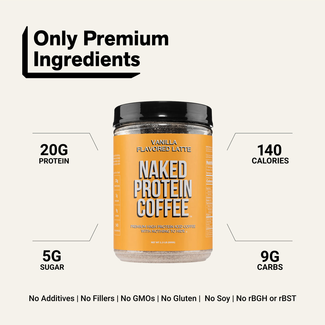 Vanilla Latte Protein Iced Coffee | Naked Protein Coffee - 17 portions