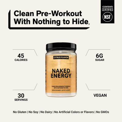 Suplemento preentrenamiento con cítricos | Naked Energy - 30 porciones