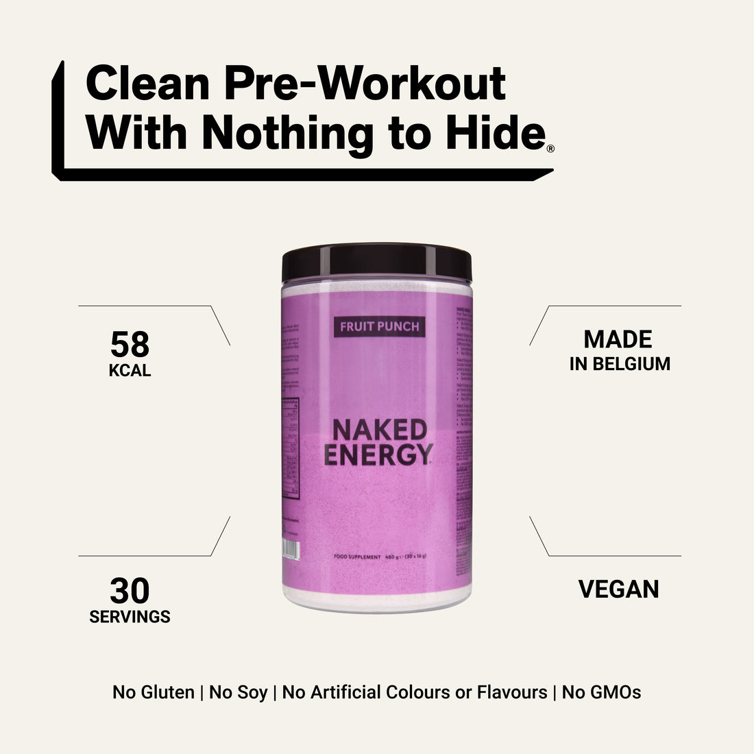 Fruit Punch Pre Workout Supplement | Naked Energy - 480g
