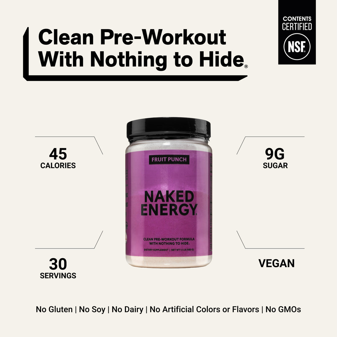 Suplement Przedtreningowy o Smaku Owocowego Poncha | Naked Energy - 30 Porcji