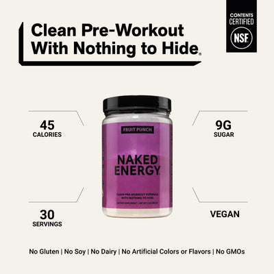 Suplement Przedtreningowy o Smaku Owocowego Poncha | Naked Energy - 30 Porcji