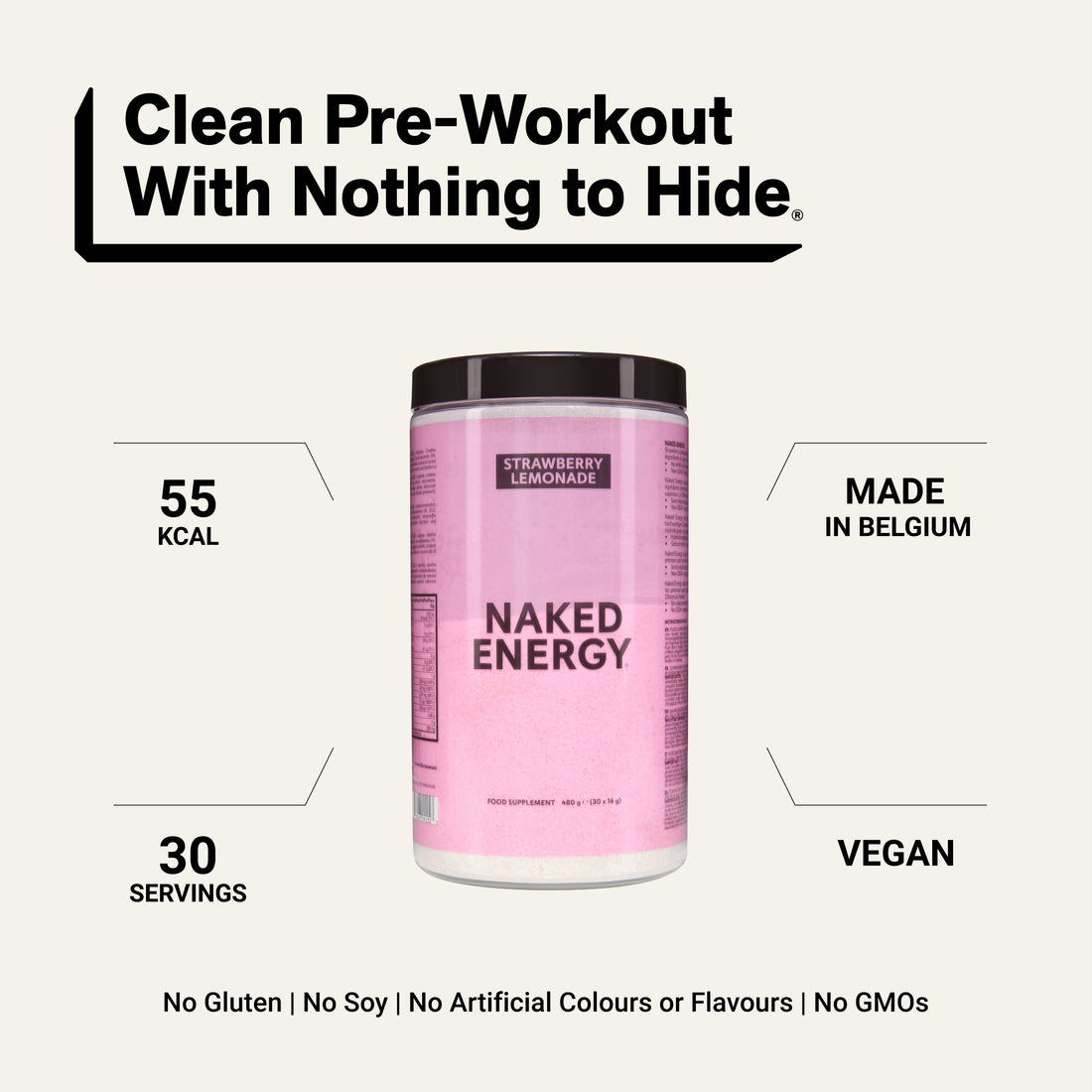 Strawberry Lemonade Pre Workout Supplement | Naked Energy - 480g
