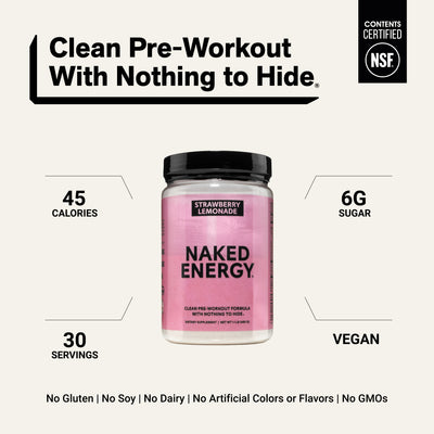 Strawberry Lemonade Pre Workout Supplement | Naked Energy - 30 Servings