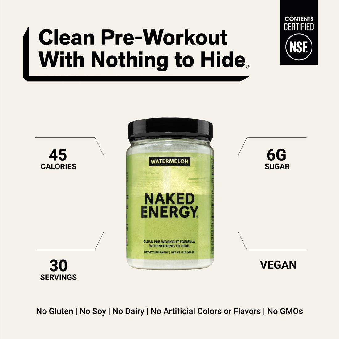 Watermelon Pre Workout Supplement | Naked Energy - 30 Servings