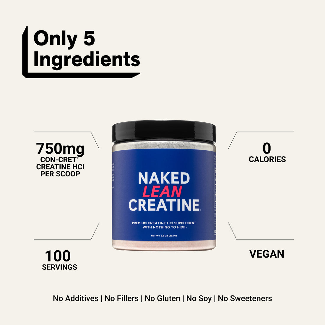 Poudre de Créatine HCl | Créatine Naked Lean - 232g