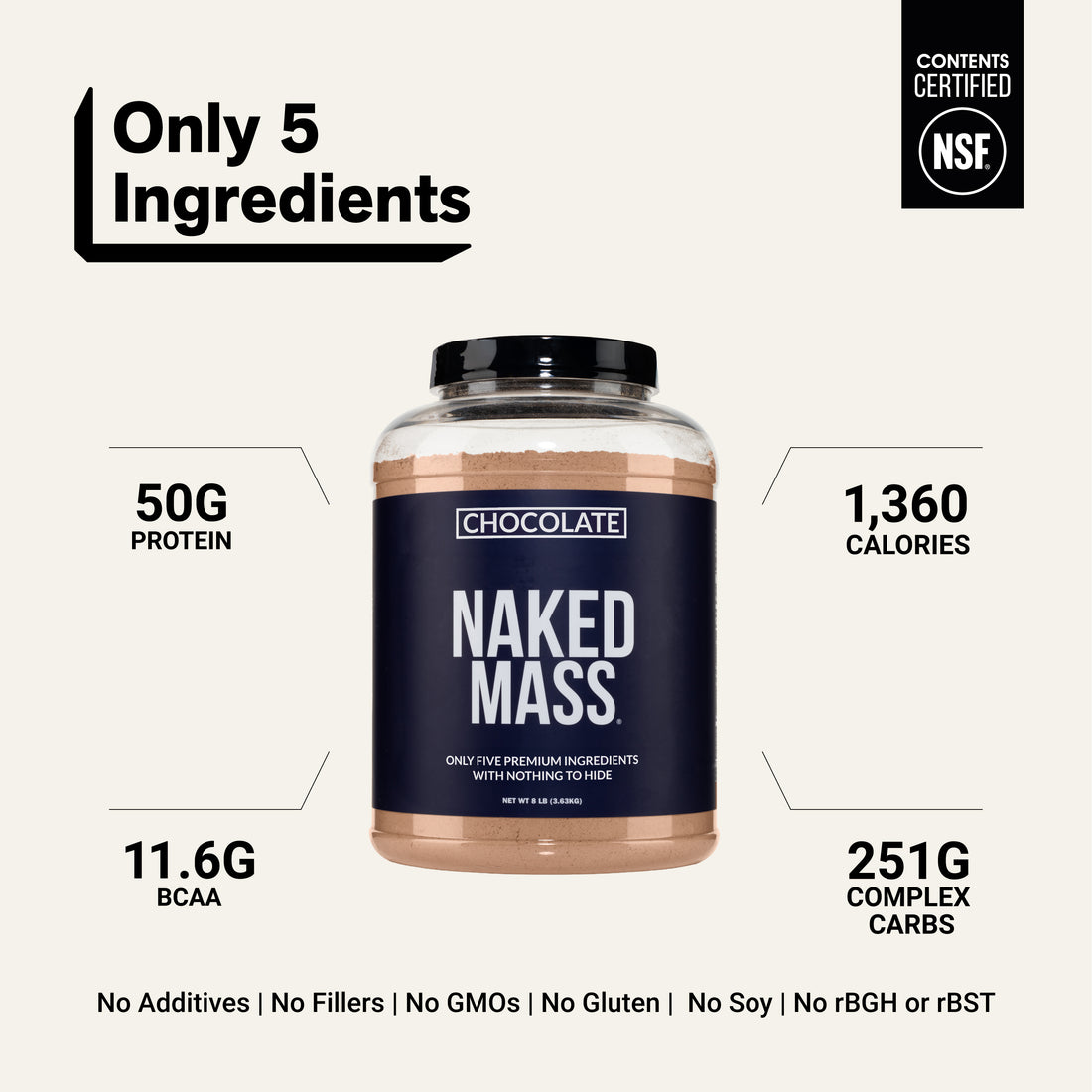 Schokoladen-Proteinergänzung zur Gewichtszunahme | Naked Chocolate Mass – 8 Pfund