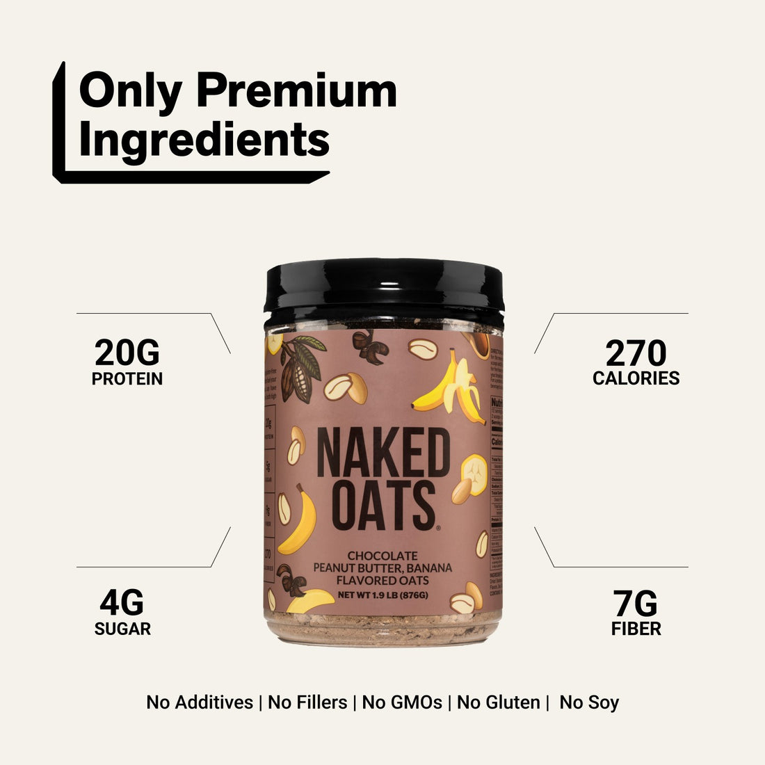 Chocolate Peanut Butter Banana Protein Oats | Naked Oats