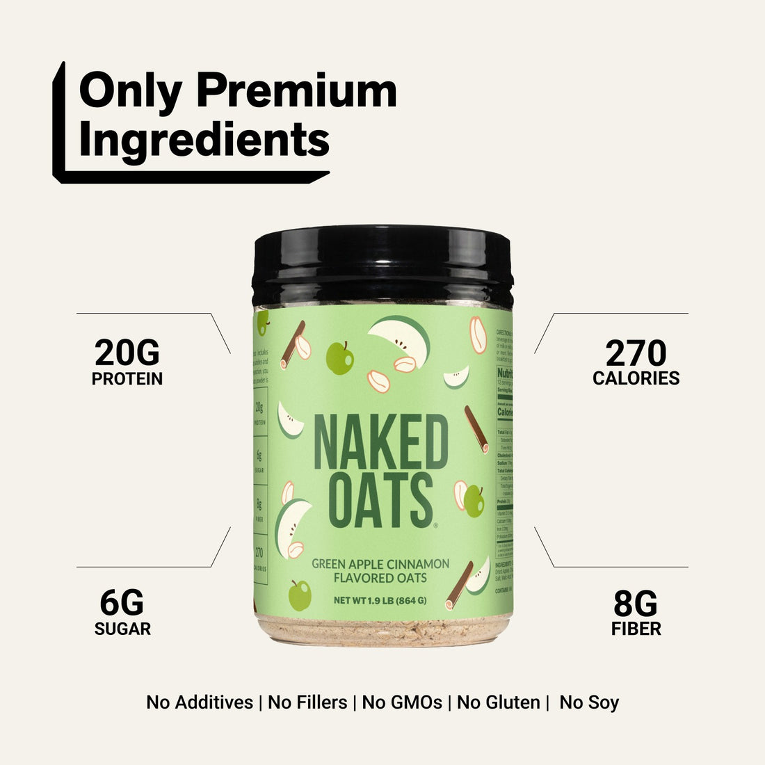 Avena proteica con manzana verde y canela | Naked Oats