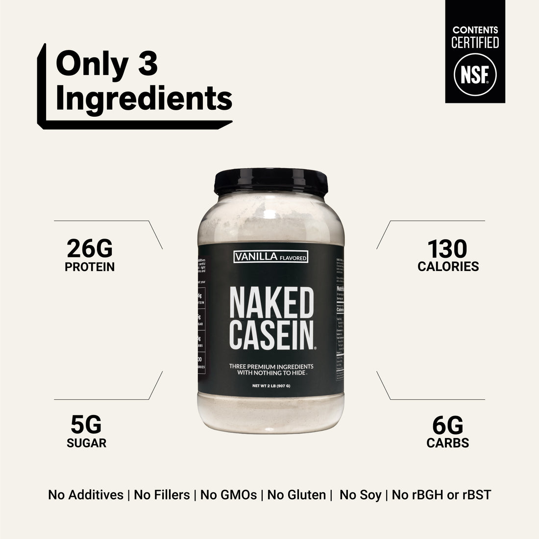 Proszek białkowy kazeinowy waniliowy | Naked Vanilla Casein - 2LB