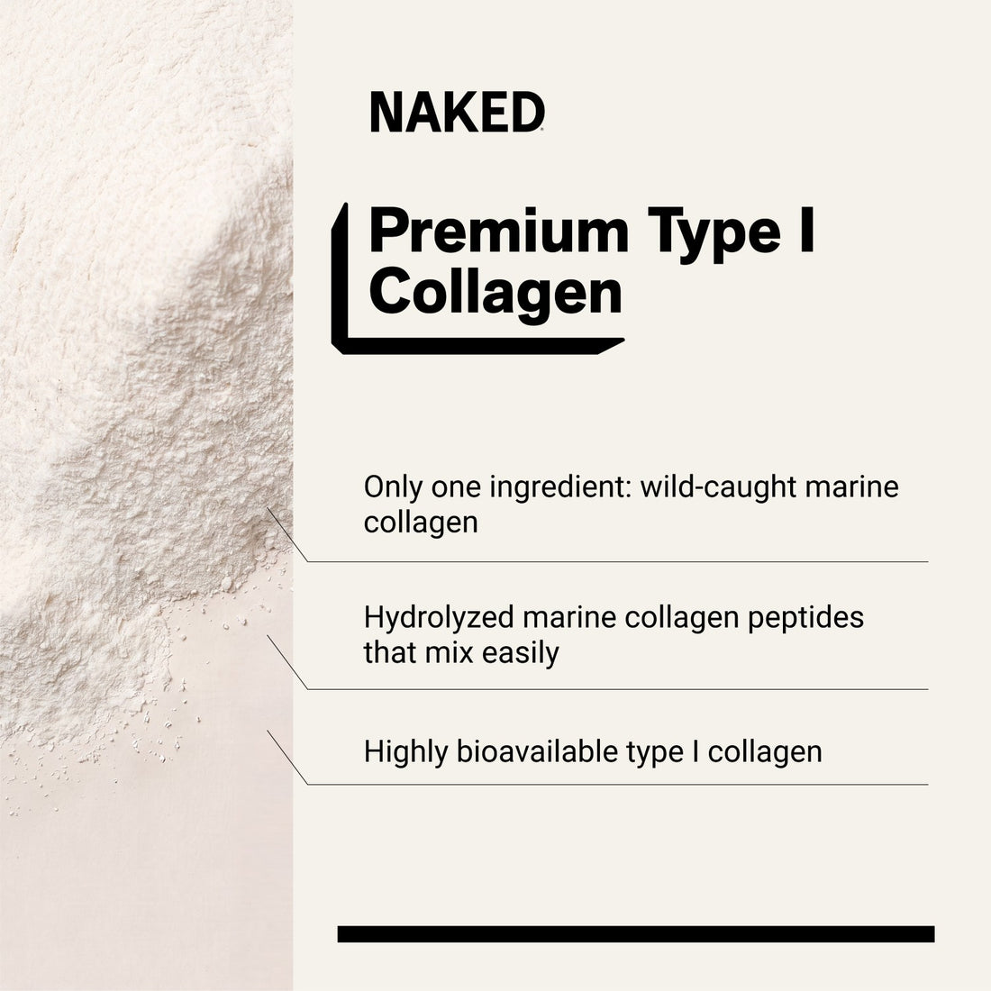 Proteína en polvo de péptidos de colágeno marino | Naked Marine Collagen