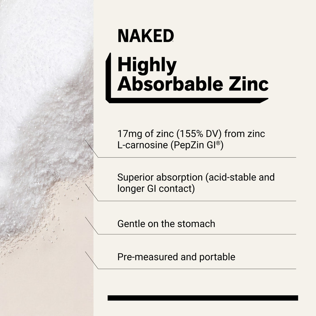 Suplemento diario de zinc | Zinc carnosina puro - 60 cápsulas