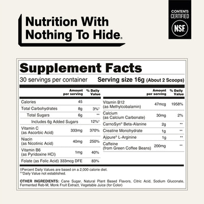 Zitrus-Pre-Workout-Ergänzung | Naked Energy - 30 Portionen