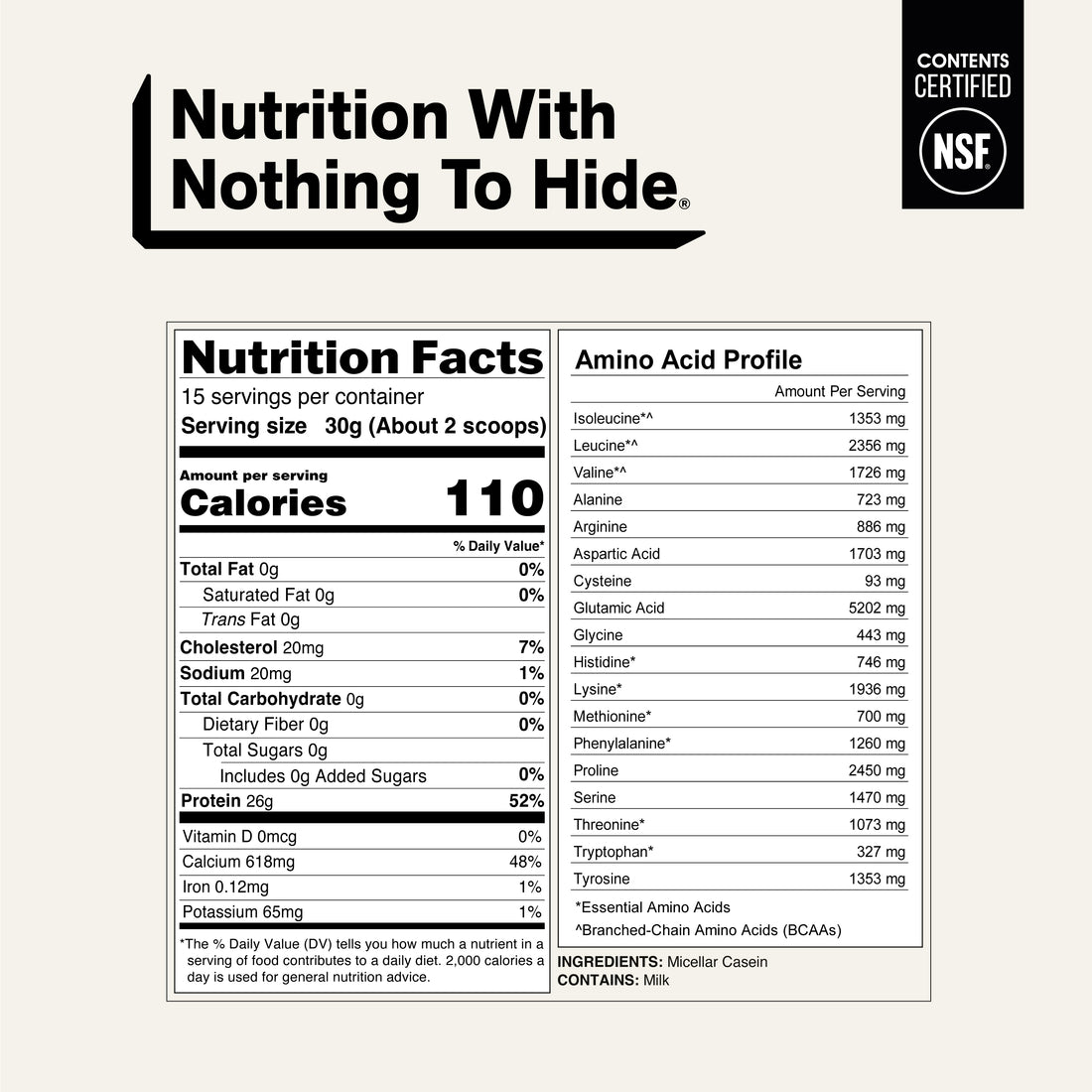 Proteína en polvo de caseína micelar | Naked Casein - 1 lb