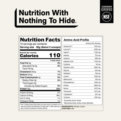 Proteína en polvo de caseína micelar | Naked Casein - 1 lb