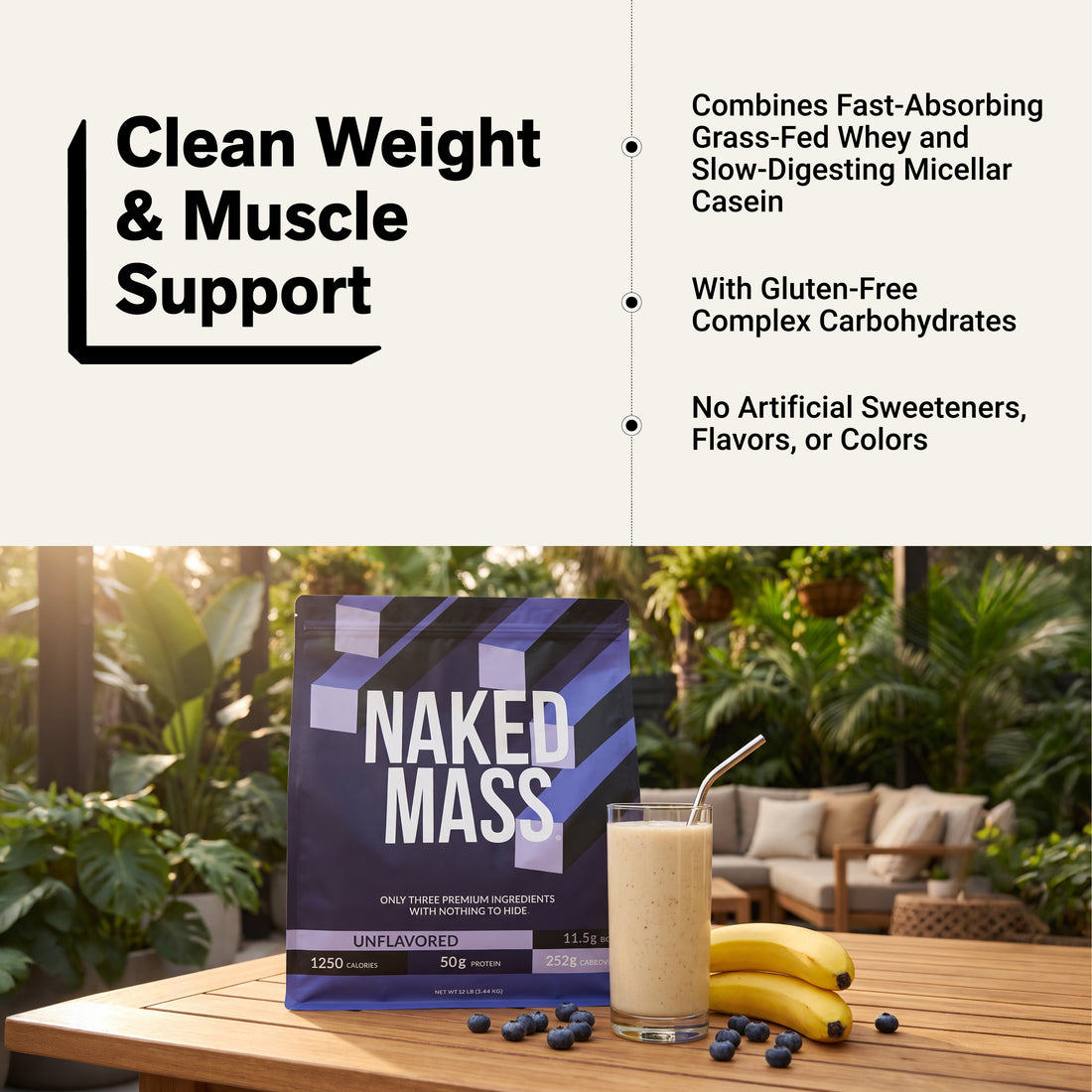 Mass Gainer Protein Supplement | Naked Mass - 12LB
