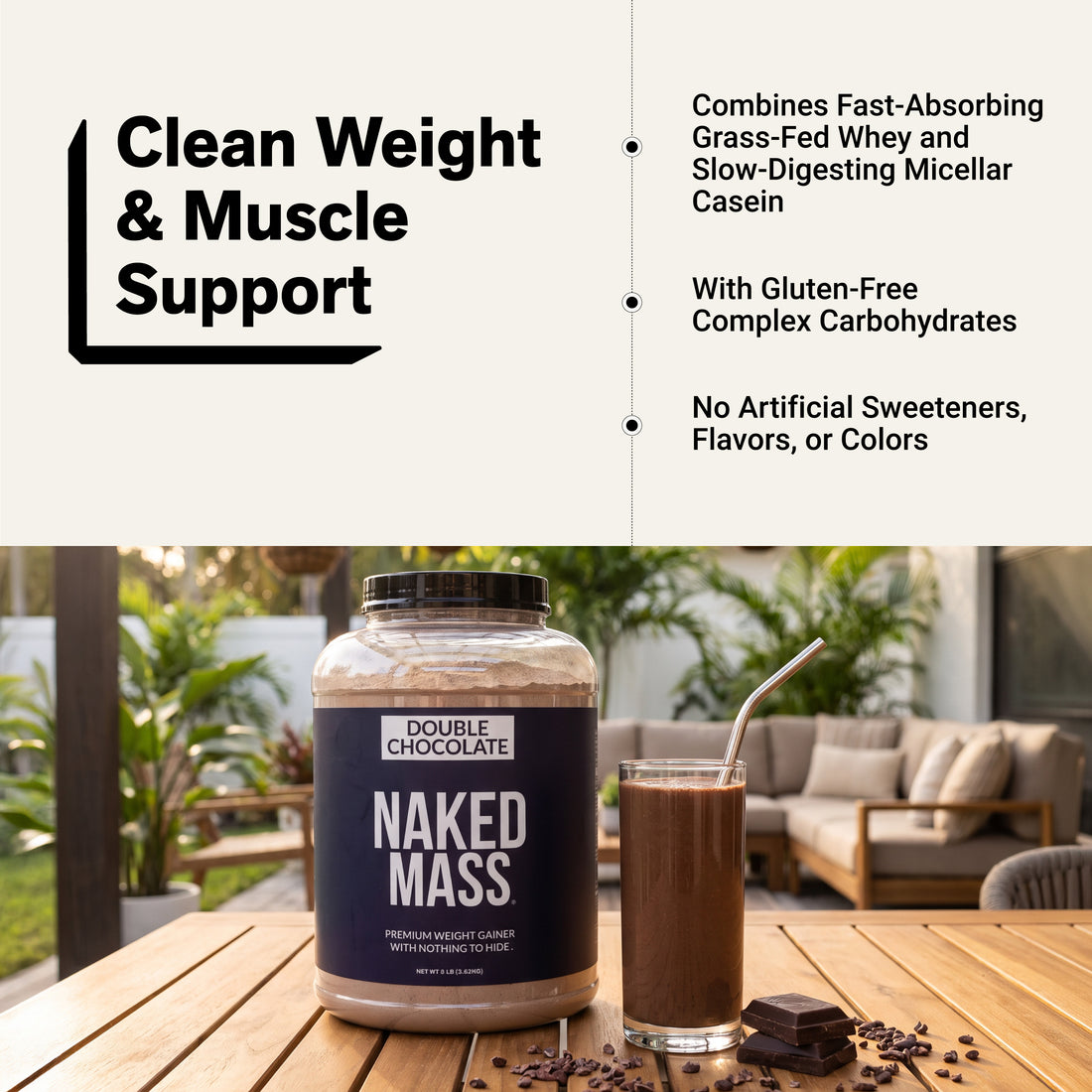 Supplément de protéines de gain de poids au double chocolat | Naked Mass - 8LB