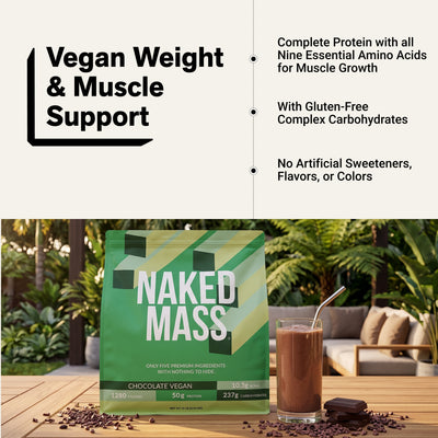 Integratore vegano per aumento di massa al cioccolato | Naked Vegan Mass - 12LB