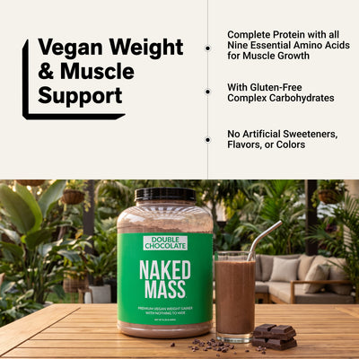 Double Chocolate Vegan Mass Gainer Supplement | Naked Vegan Mass - 8LB