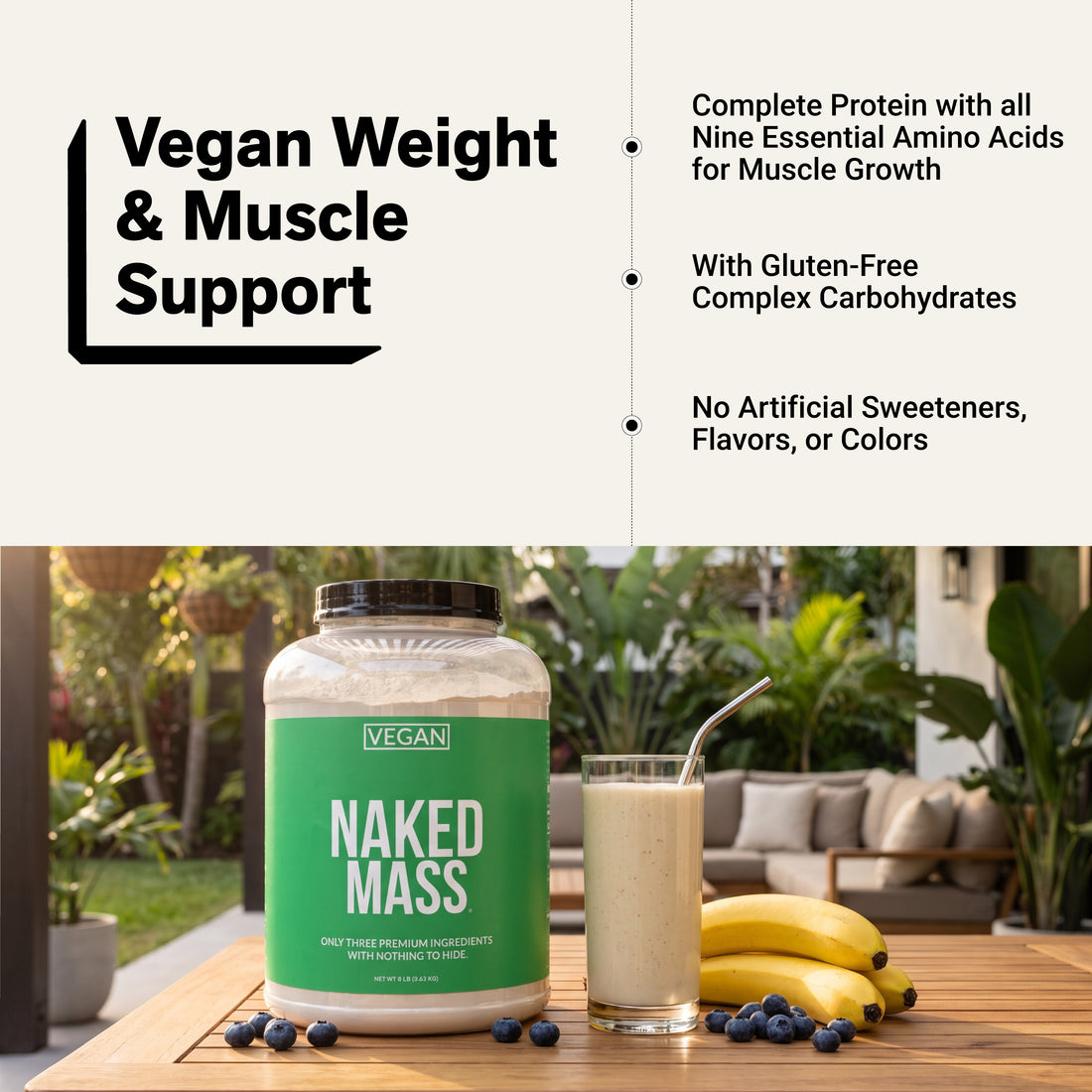 Vegan Weight Gainer Supplement | Naked Vegan Mass - 8LB