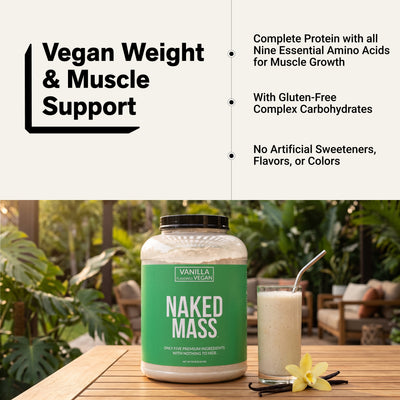 Vanilla Vegan Mass Gainer Supplement | Naked Vegan Mass - 8LB