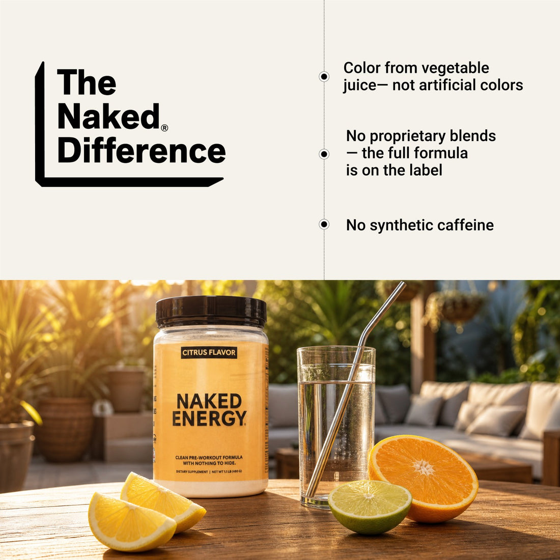 Suplemento preentrenamiento con cítricos | Naked Energy - 30 porciones