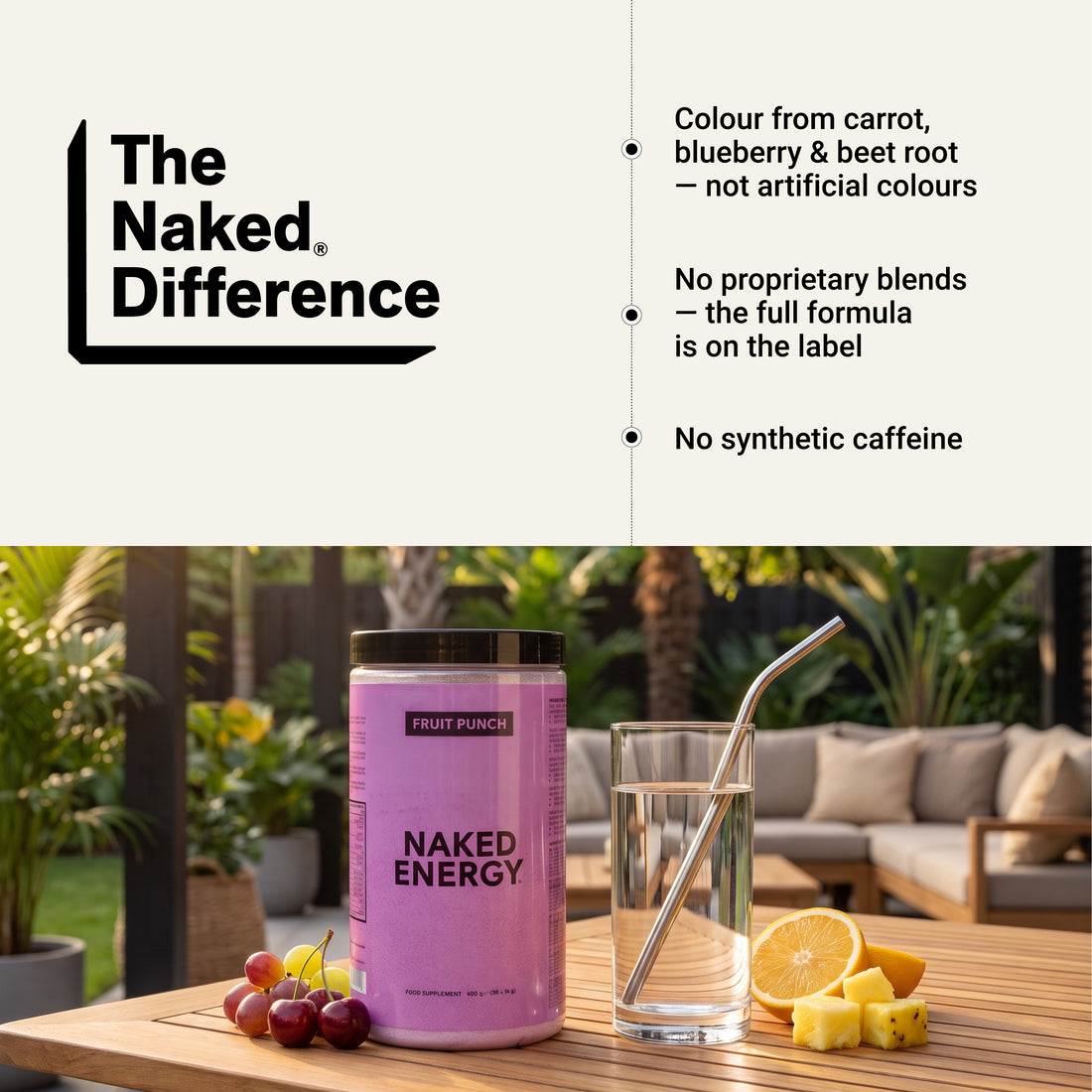 Fruit Punch Pre Workout Supplement | Naked Energy - 480g