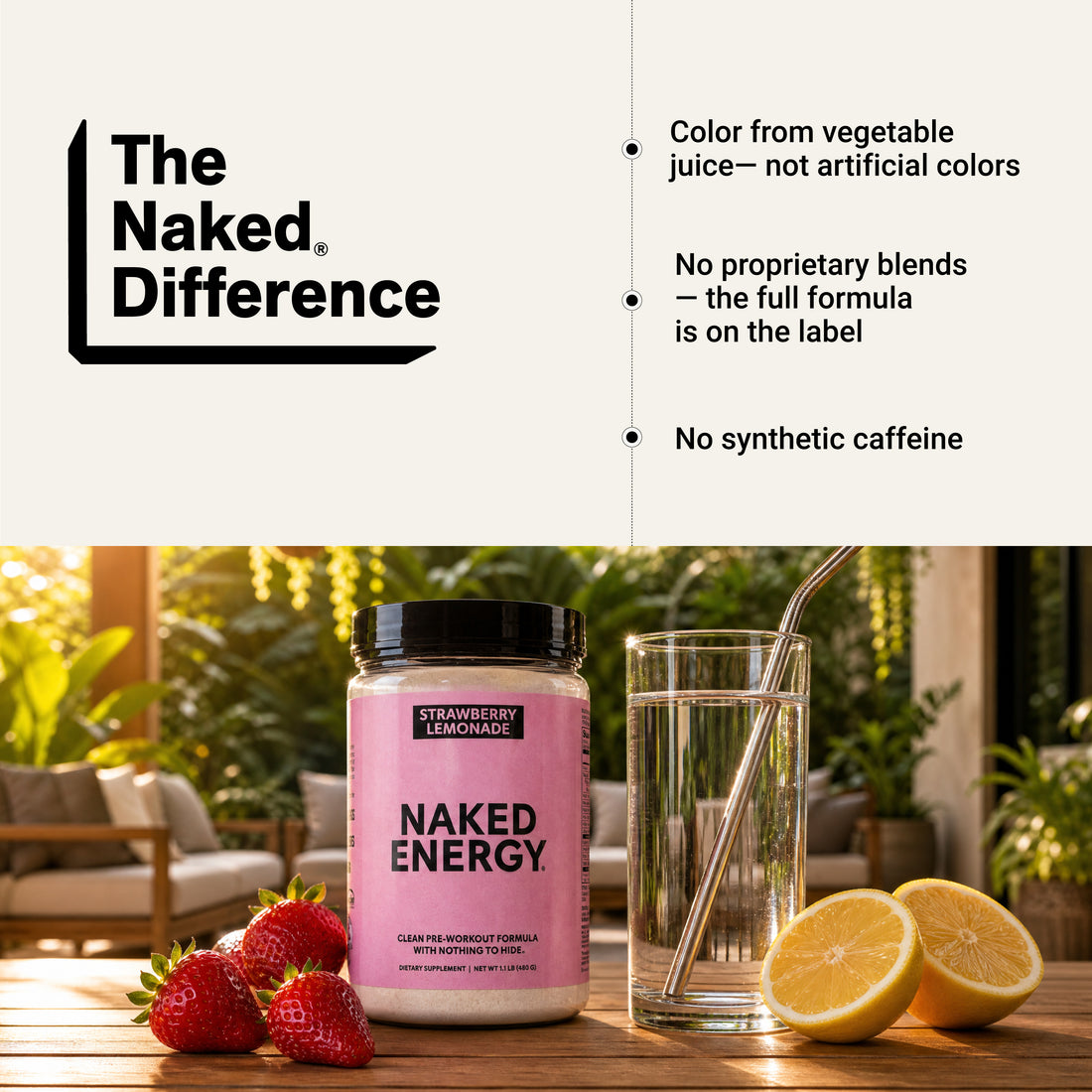 Strawberry Lemonade Pre Workout Supplement | Naked Energy - 30 Servings