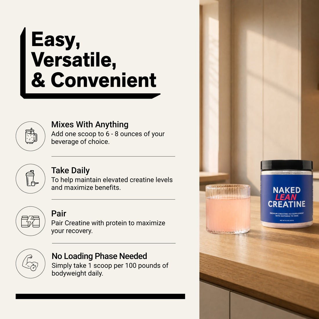 Poudre de Créatine HCl | Créatine Naked Lean - 232g
