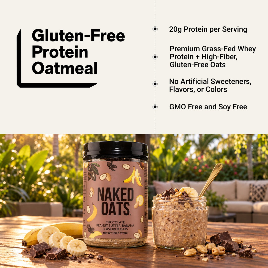 Chocolate Peanut Butter Banana Protein Oats | Naked Oats