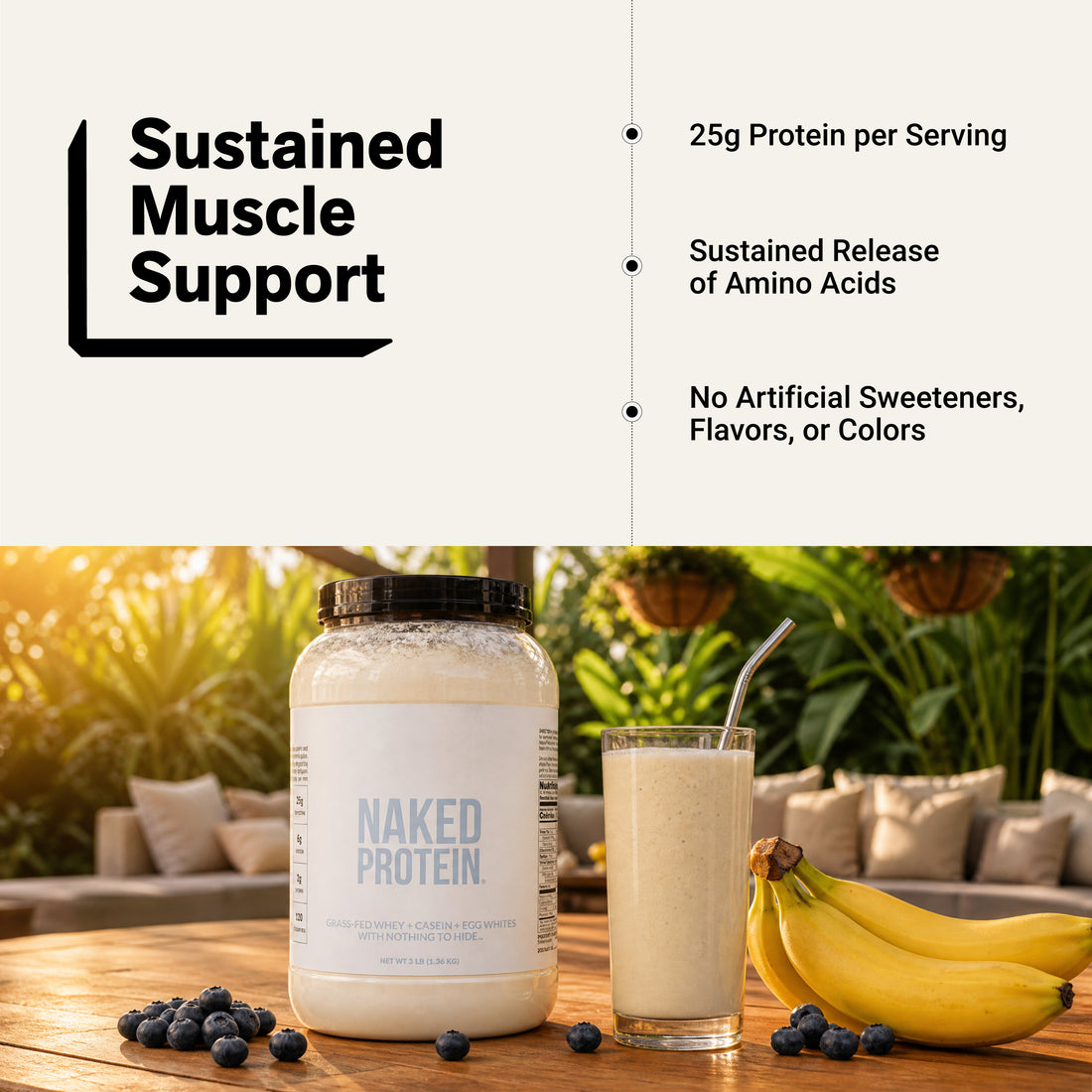 Eiwitpoeder Blend - 1,36 kg Eieren, Wei & Caseïne Eiwit Blend | Naked Protein - 1,36 kg