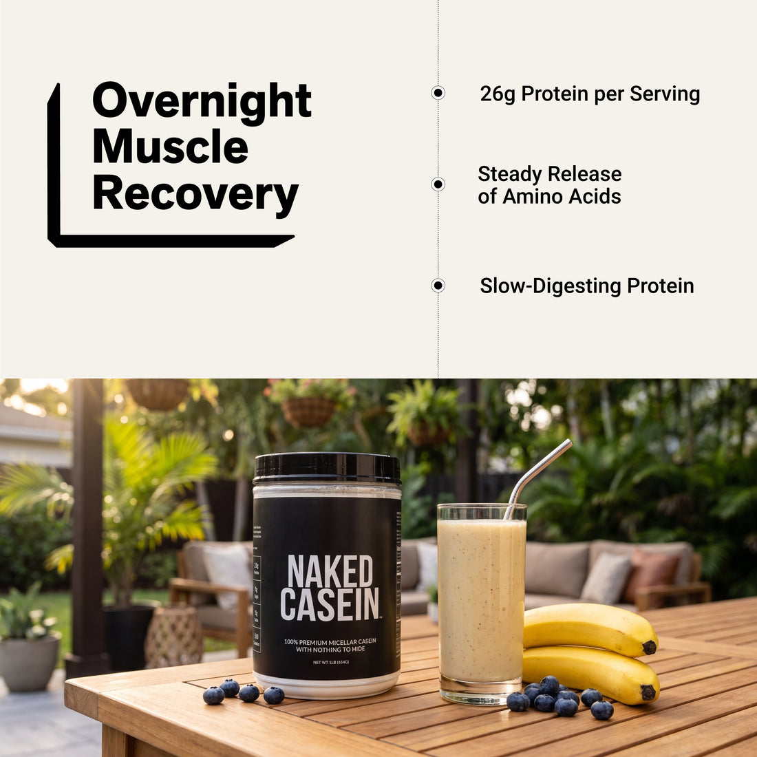 Proteína en polvo de caseína micelar | Naked Casein - 1 lb