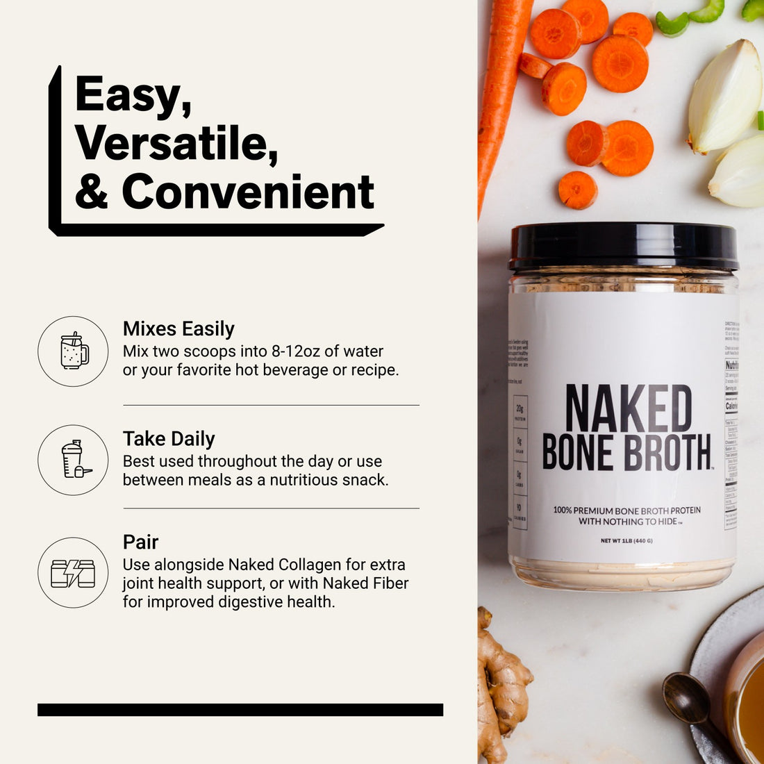 Bone Broth Protein Powder | Naked Bone Broth - 1LB
