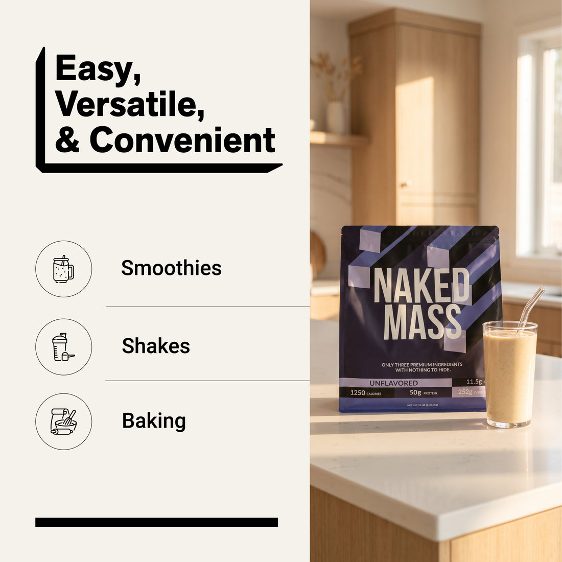 Mass Gainer Protein Supplement | Naked Mass - 12LB