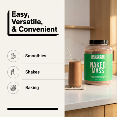 Double Chocolate Vegan Mass Gainer Supplement | Naked Vegan Mass - 8LB
