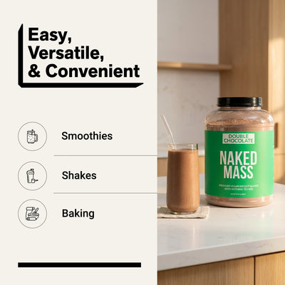 Suplemento vegano para aumentar de peso con doble chocolate | Naked Vegan Mass - 8 libras 