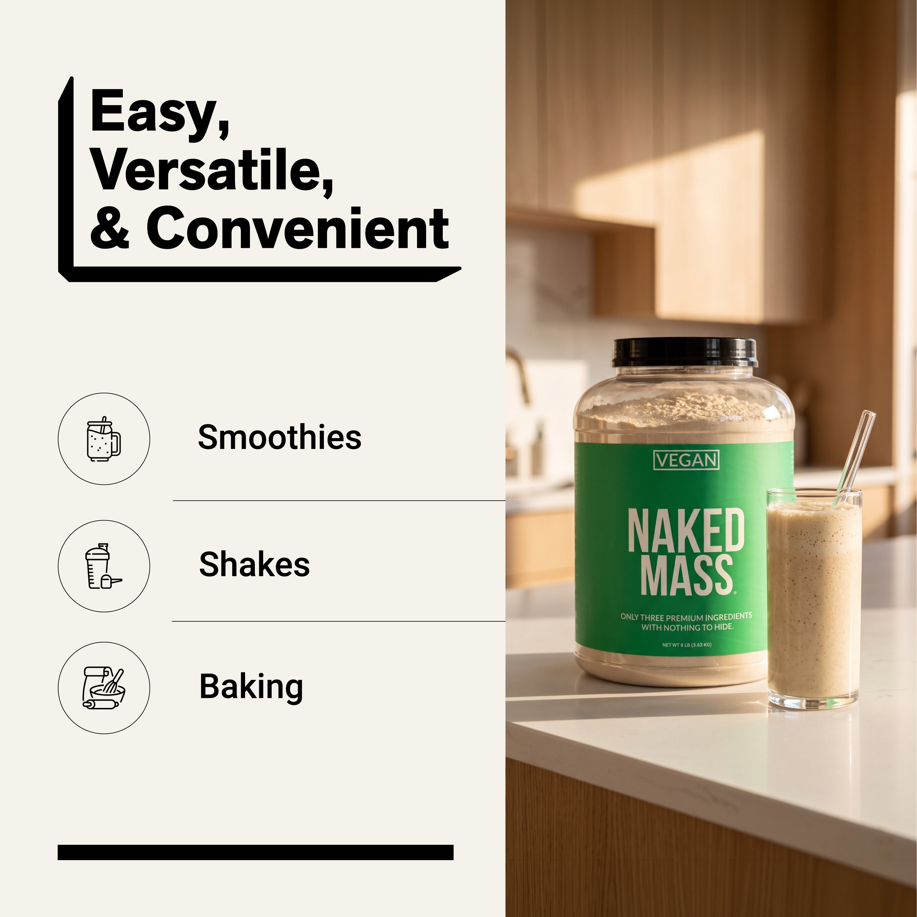 Vegan Mass Gainer-tillskott | Naked Vegan Mass - 8LB