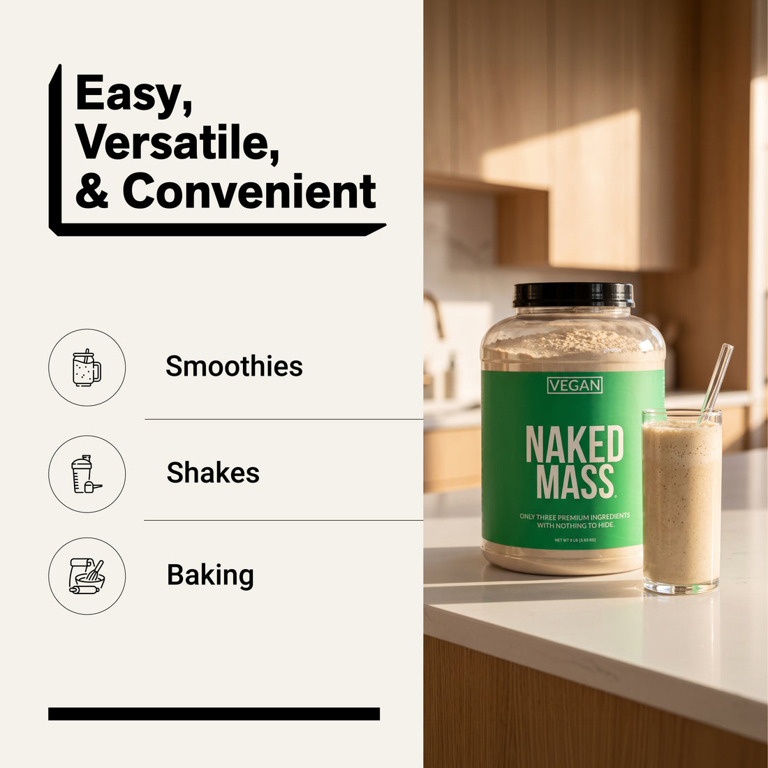 Vegan Weight Gainer Supplement | Naked Vegan Mass - 8LB