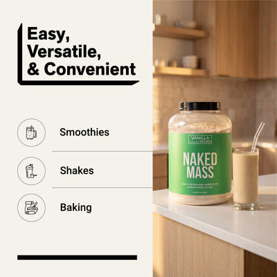 Vanilla Vegan Mass Gainer Supplement | Naked Vegan Mass - 8LB