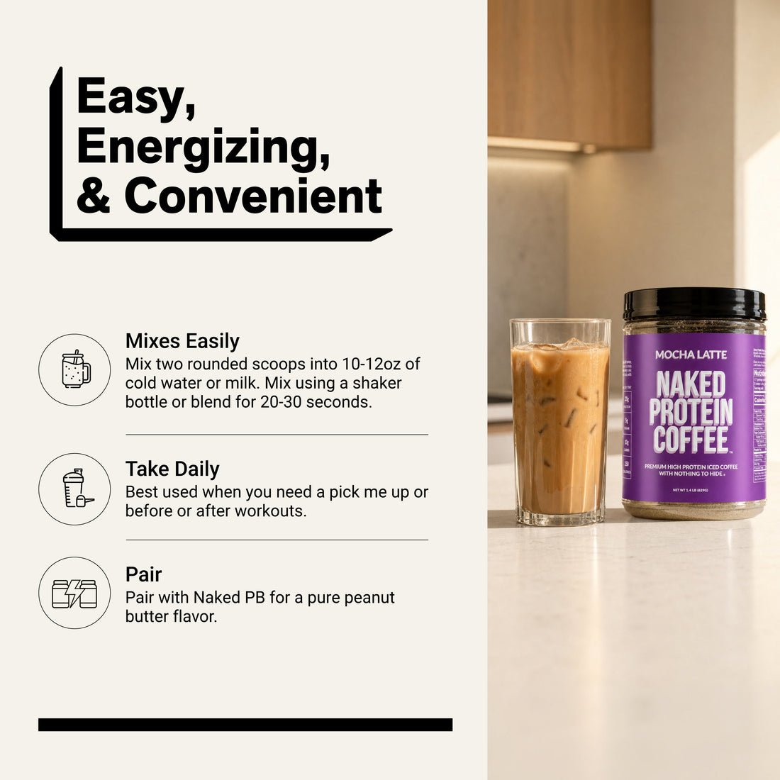 Mocha Latte Protein Iskaffe | Naked Protein Coffee - 17 Portioner