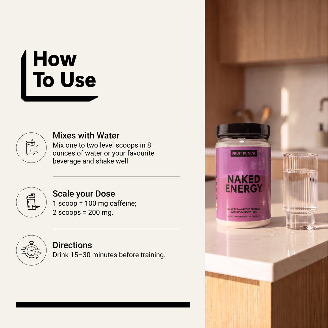 Suplement Przedtreningowy o Smaku Owocowego Poncha | Naked Energy - 30 Porcji
