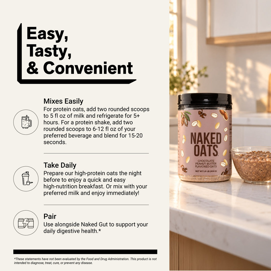 Chocolate Peanut Butter Protein Oats | Naked Oats