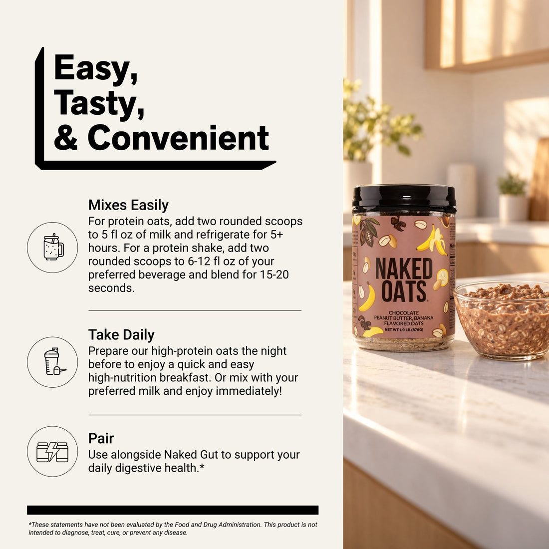 Chocolate Peanut Butter Banana Protein Oats | Naked Oats